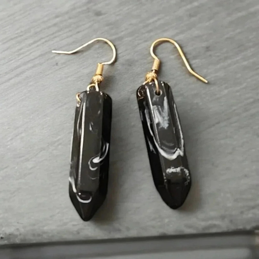 Gold Plated Acrylic Dangle Earrings